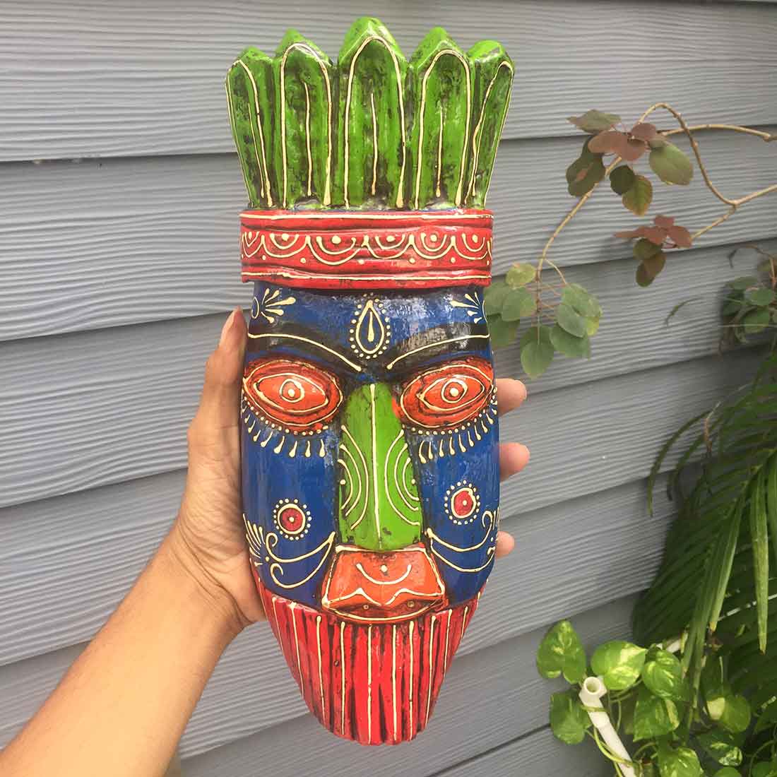 Tribal Mask Wall Hanging - for Home & Wall Decor | Boho Home Decor - 12 Inch