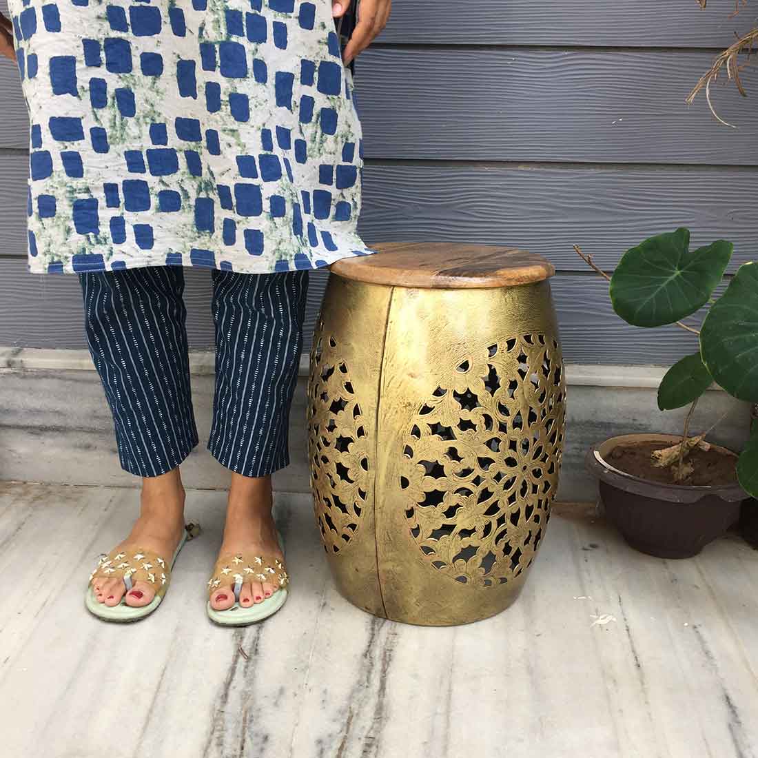 Centre Table with Stool Set - For Living Room & Garden Decor - Set of 5 - ApkaMart