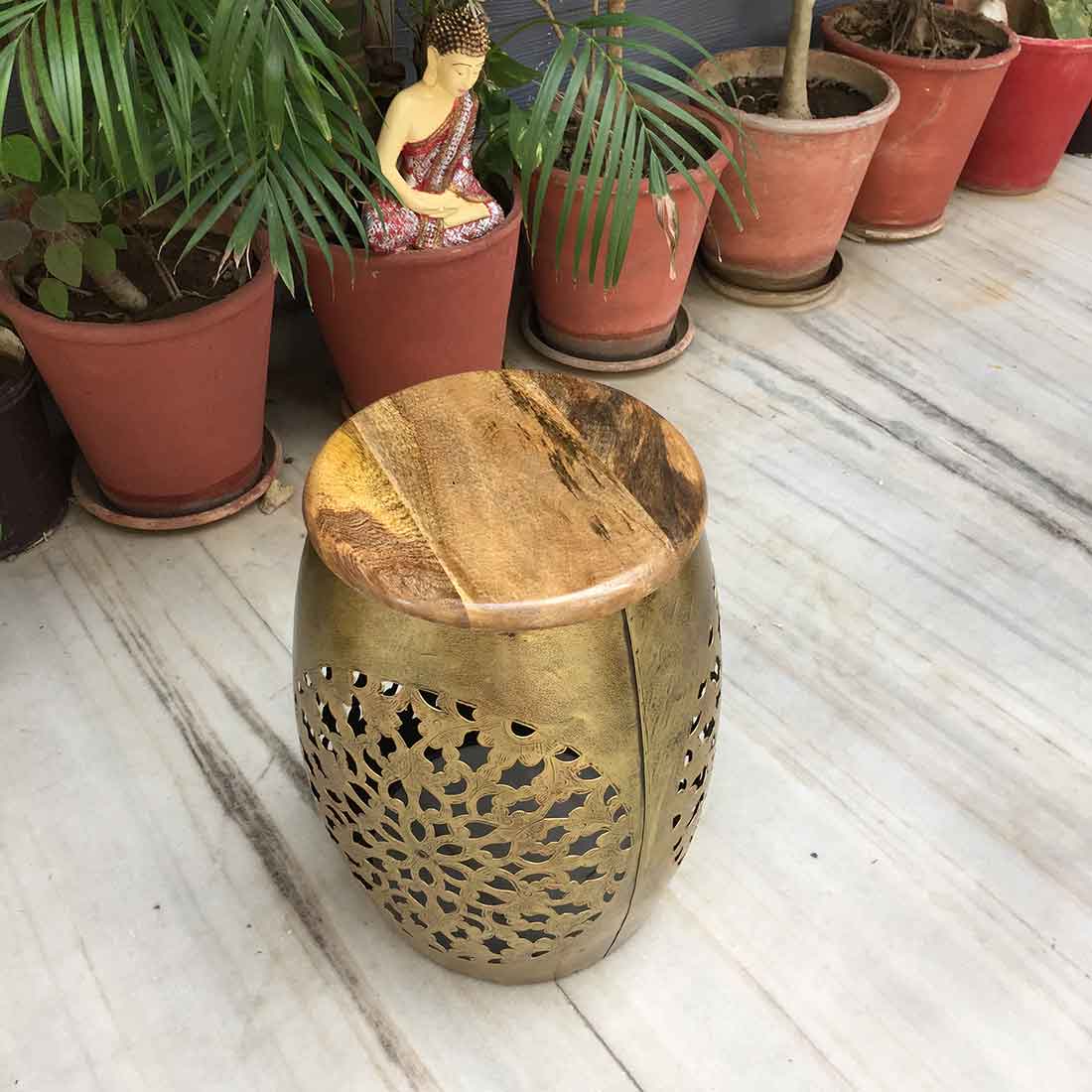 Centre Table with Stool Set - For Living Room & Garden Decor - Set of 5 - ApkaMart