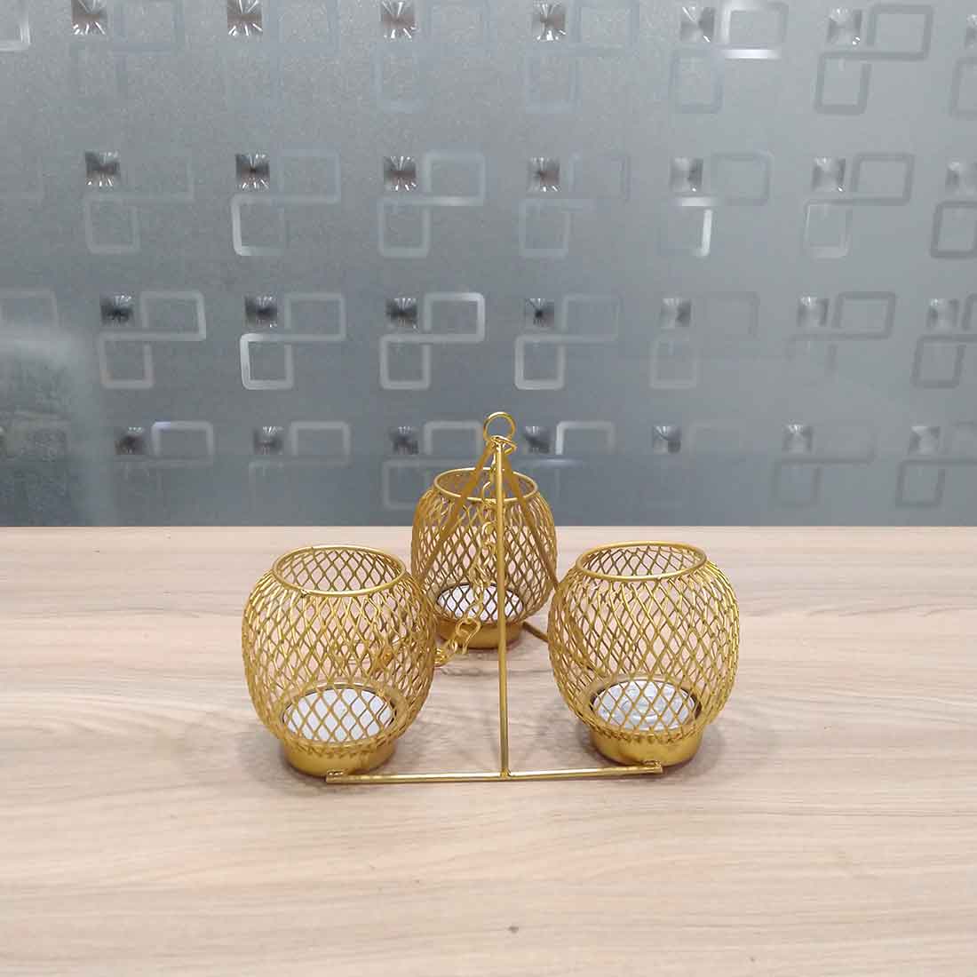 Wall Hanging Metal Candle Stand - For Home Decor & Gifts - 12 Inch - ApkaMart