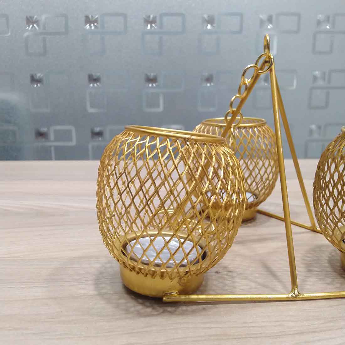 Wall Hanging Metal Candle Stand - For Home Decor & Gifts - 12 Inch - ApkaMart