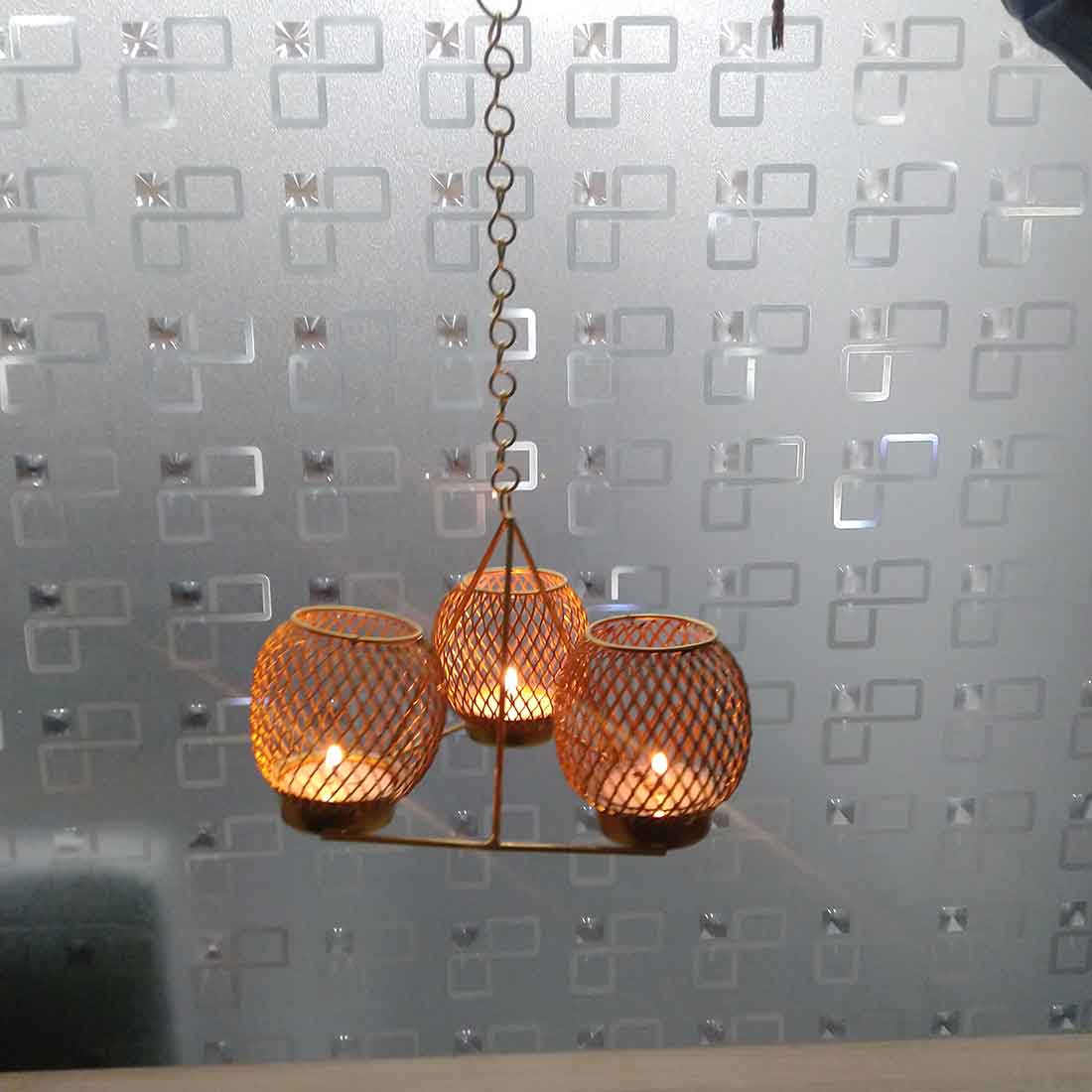 Wall Hanging Metal Candle Stand - For Home Decor & Gifts - 12 Inch - ApkaMart