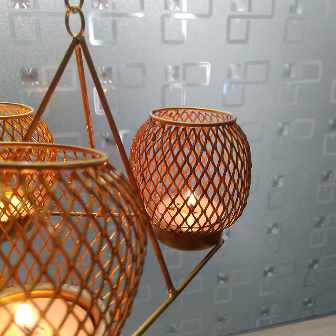 Wall Hanging Metal Candle Stand - For Home Decor & Gifts - 12 Inch - ApkaMart