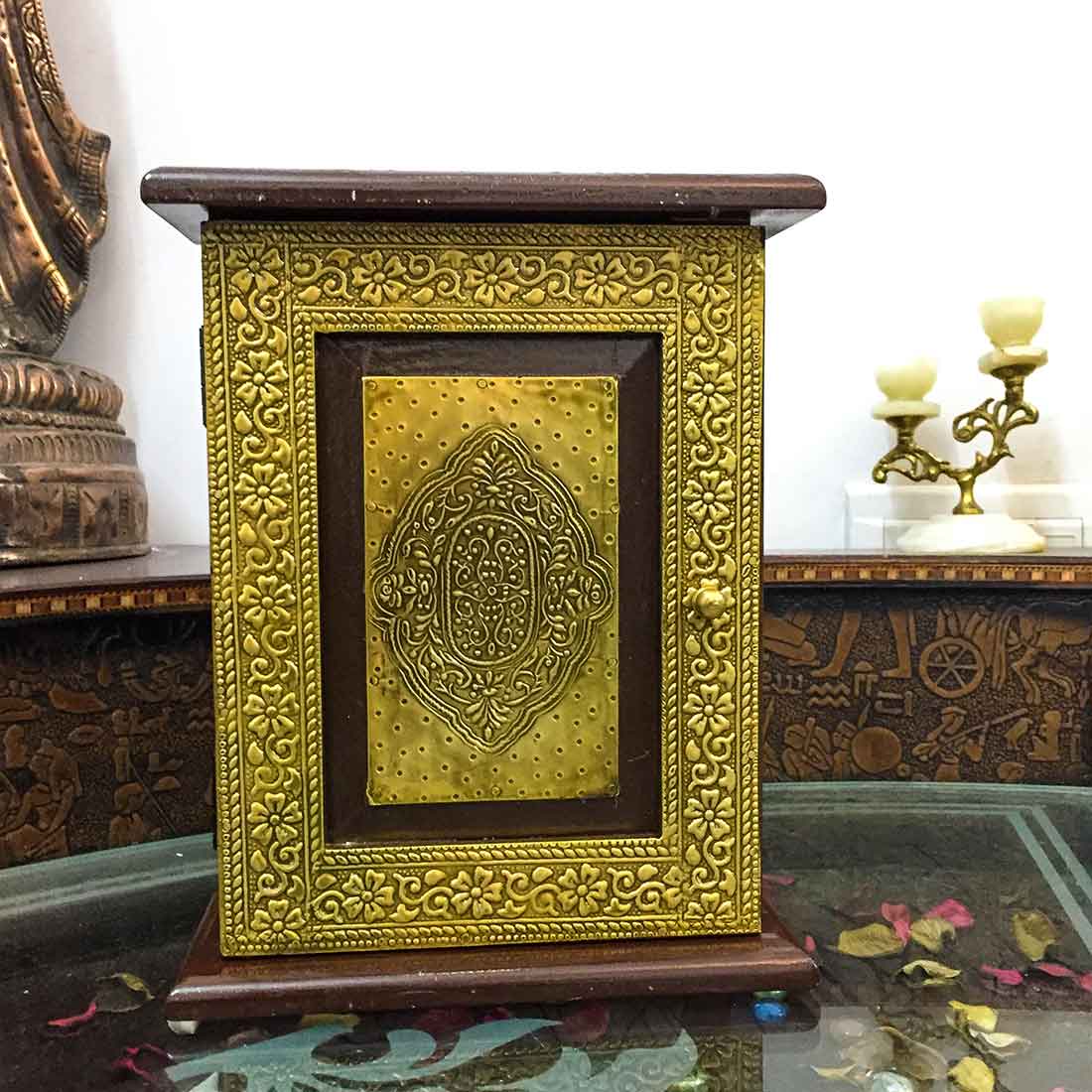 Key Holder - Box Design in Brass - 10 Inch - ApkaMart