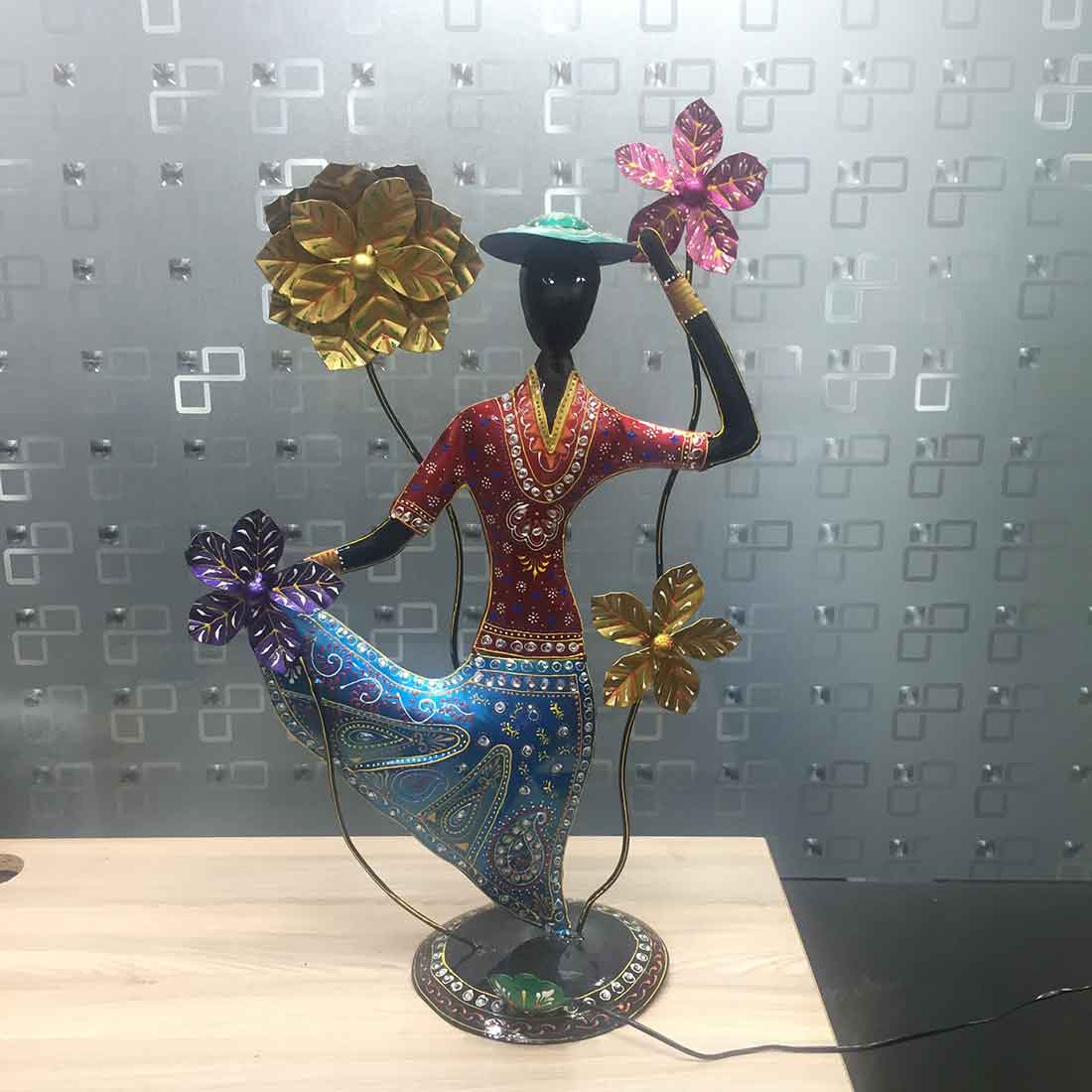 Showpiece for Living Room | Female Figurines LED Showpiece - 26 Inch - ApkaMart