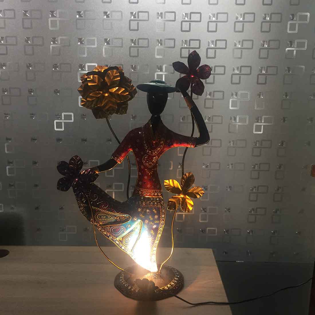 Showpiece for Living Room | Female Figurines LED Showpiece - 26 Inch - ApkaMart