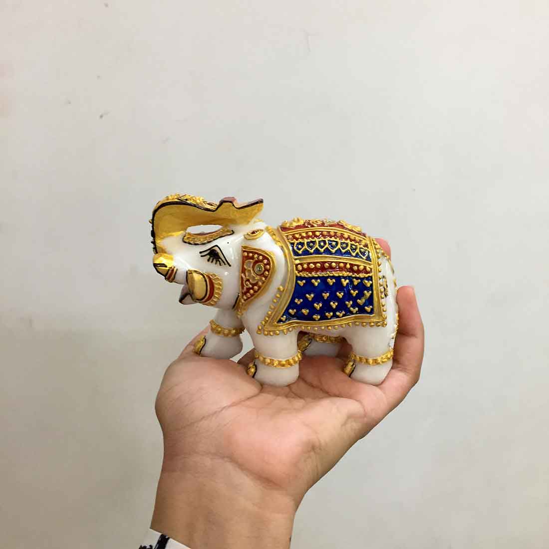 Marble Elephant Showpiece  - For Home, Living Room & Table Decor - 4 Inch - Set of 2 - ApkaMart
