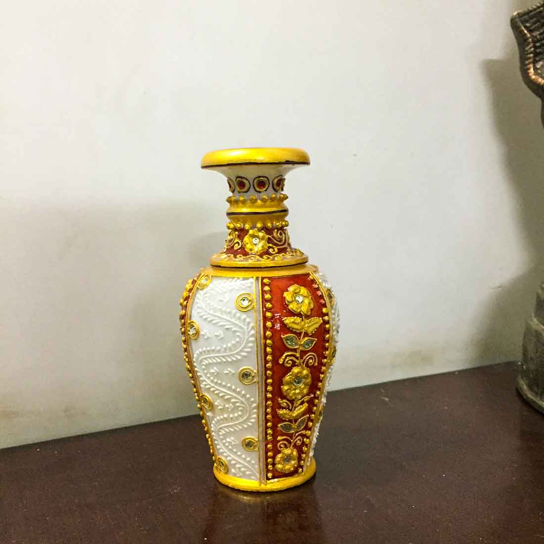 Marble Flower Vase | Decorative Flower Pot - For Living Room & Home Decor - 6 Inch - ApkaMart