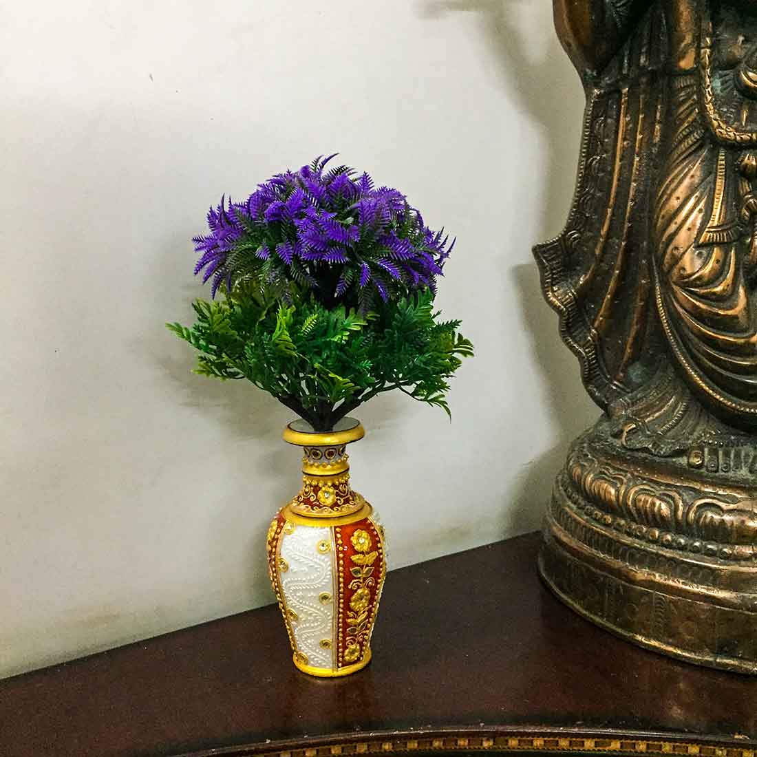 Marble Flower Vase | Decorative Flower Pot - For Living Room & Home Decor - 6 Inch - ApkaMart