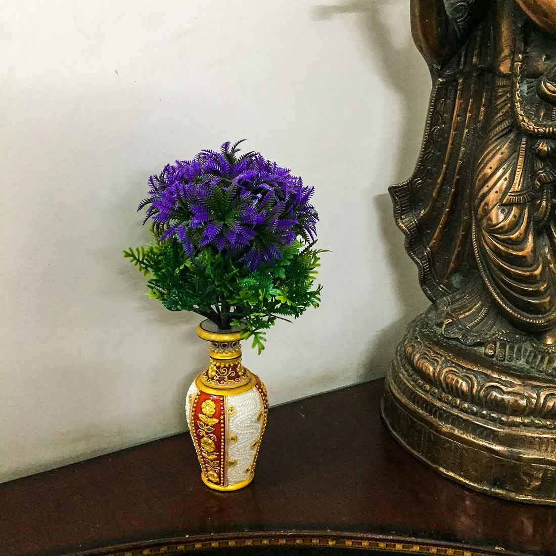 Marble Flower Vase | Decorative Flower Pot - For Living Room & Home Decor - 6 Inch - ApkaMart