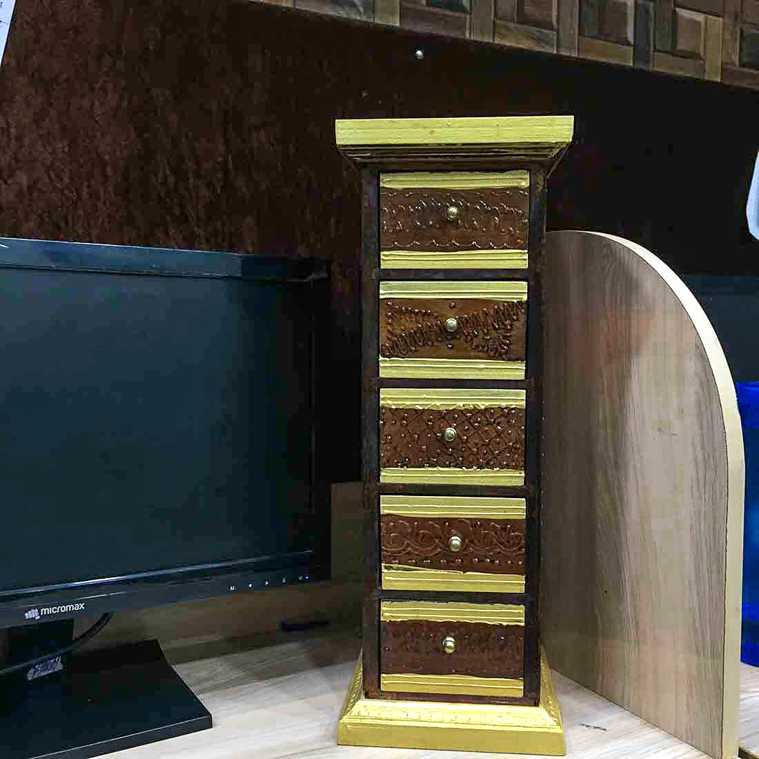 Jewelry Box Wooden | Decorative Jewellery Box - 5 Drawers - For Organizing & Gifts - 18 Inch - ApkaMart