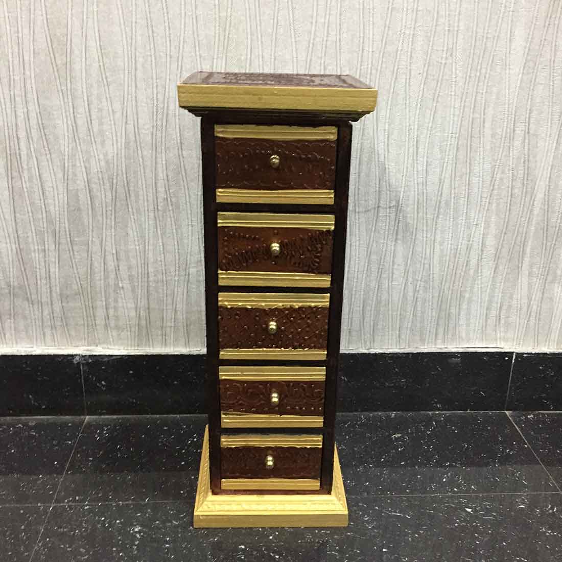 Jewelry Box Wooden | Decorative Jewellery Box - 5 Drawers - For Organizing & Gifts - 18 Inch - ApkaMart