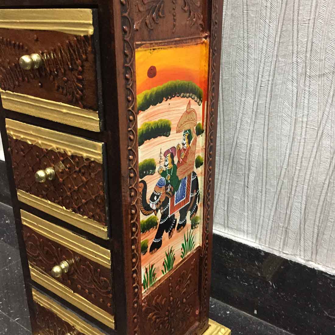 Jewelry Box Wooden | Decorative Jewellery Box - 5 Drawers - For Organizing & Gifts - 18 Inch - ApkaMart