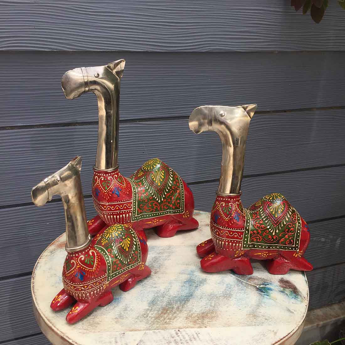 Camel Decorative Showpiece - For Table Decor & Gifts -11 Inch -Set of 3 - ApkaMart