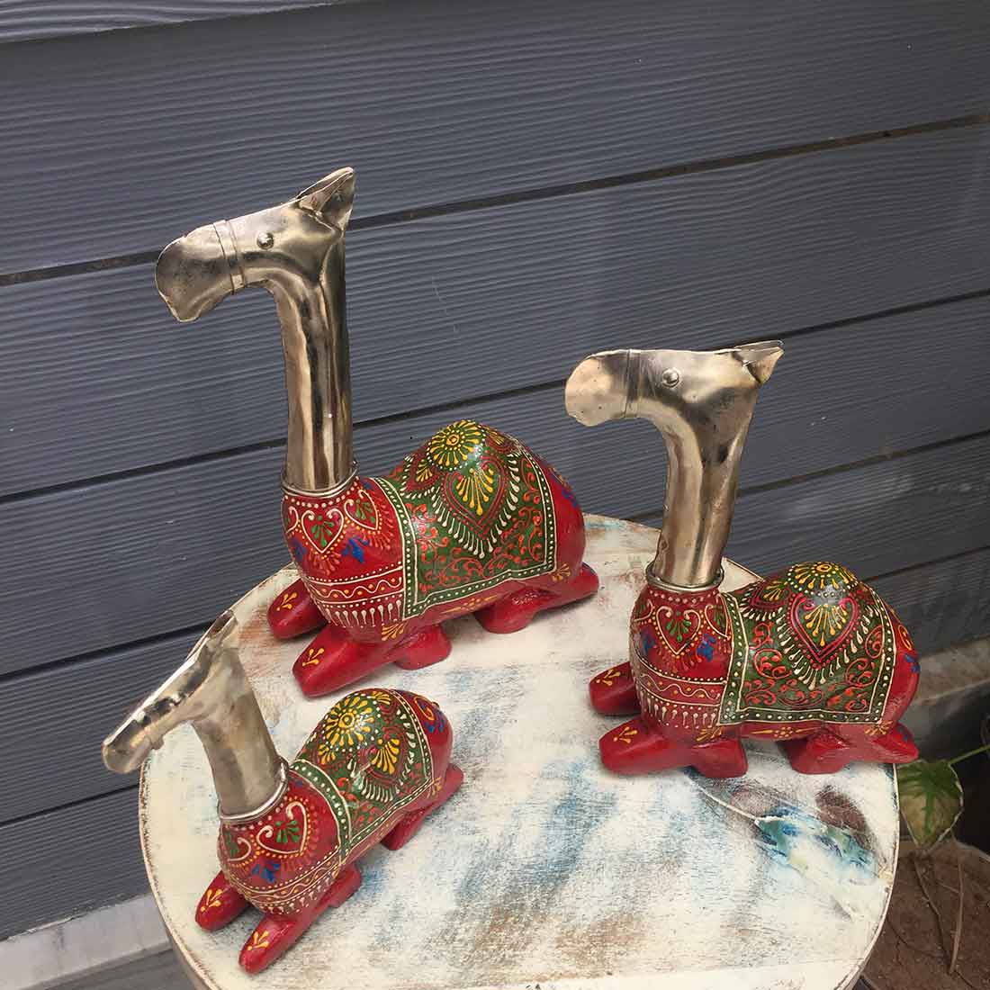 Camel Decorative Showpiece - For Table Decor & Gifts -11 Inch -Set of 3 - ApkaMart