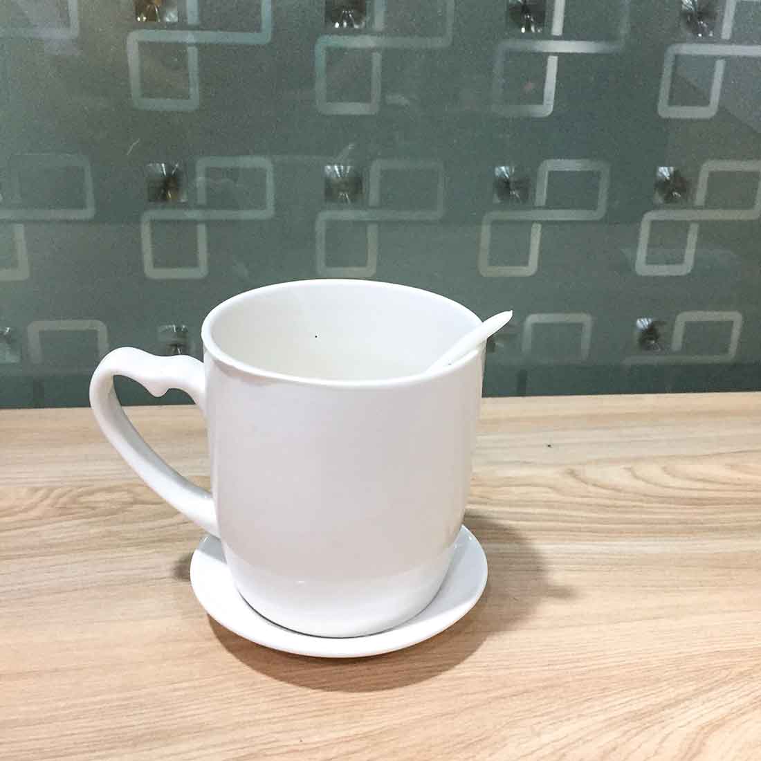 Coffee Mug with Lid & spoon -For Anniversary & Valentines Day Gift - ApkaMart
