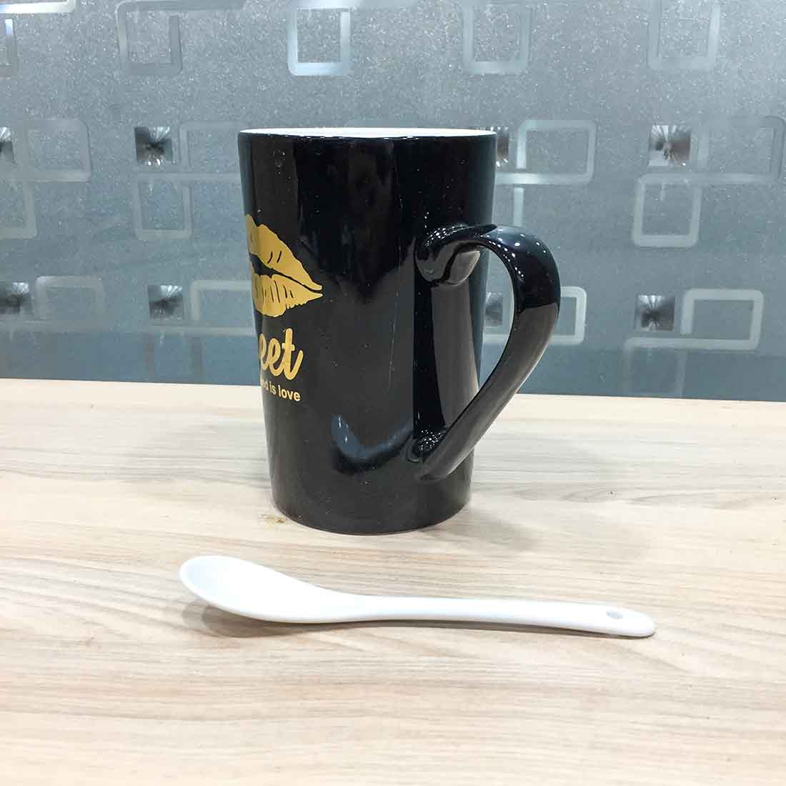 Coffee Mug with Spoon - for Tea, Coffee, Milk, Beverage, & Gifts - ApkaMart