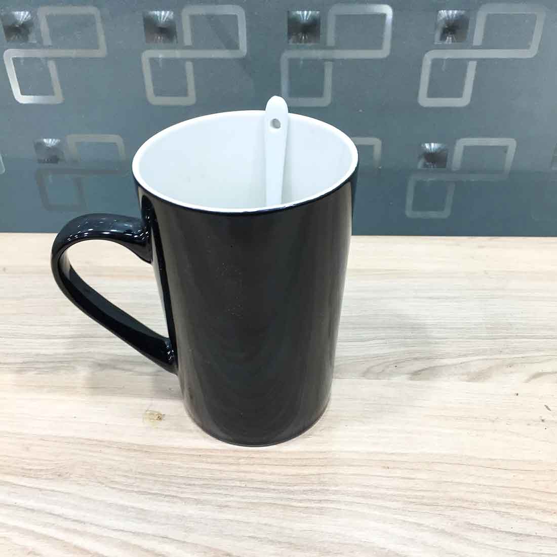 Coffee Mug with Spoon - for Tea, Coffee, Milk, Beverage, & Gifts - ApkaMart