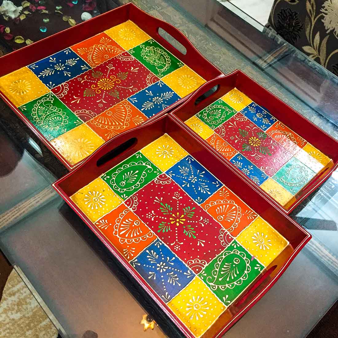 Snack Serving Platter Set of 3 - For Serving & Gift - 14 Inch - ApkaMart