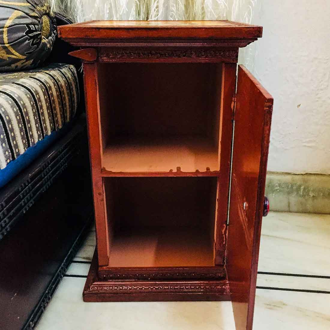 Corner Cabinet with Door and Shelves - for Living Room & Home Decor - 18 Inch - ApkaMart