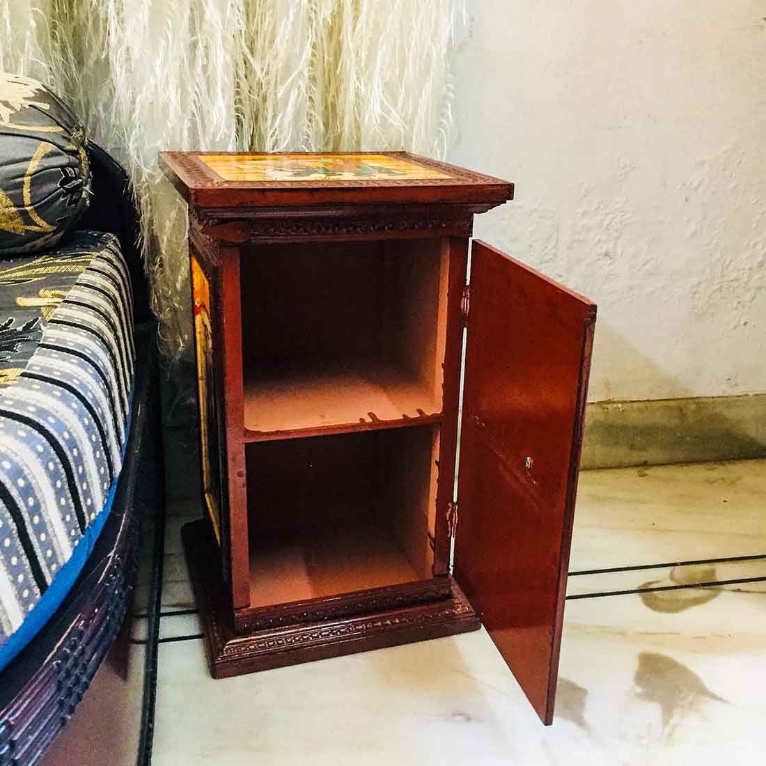 Corner Cabinet with Door and Shelves - for Living Room & Home Decor - 18 Inch - ApkaMart