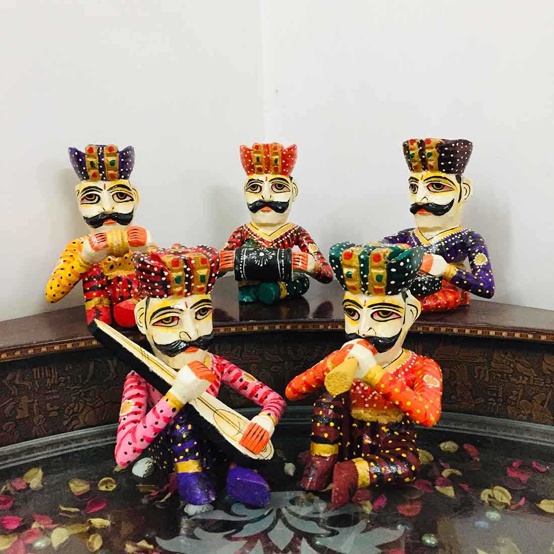 Rajasthani Musician Showpiece - For Table & Home Decor - 9 Inch -Set of 5 - ApkaMart