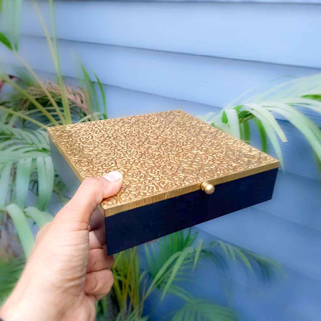 Decorative Box Brass | Necklace Box | Wooden Jewelry Box - 8 Inch