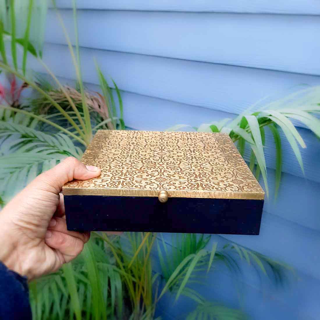 Decorative Box Brass | Necklace Box | Wooden Jewelry Box - 8 Inch