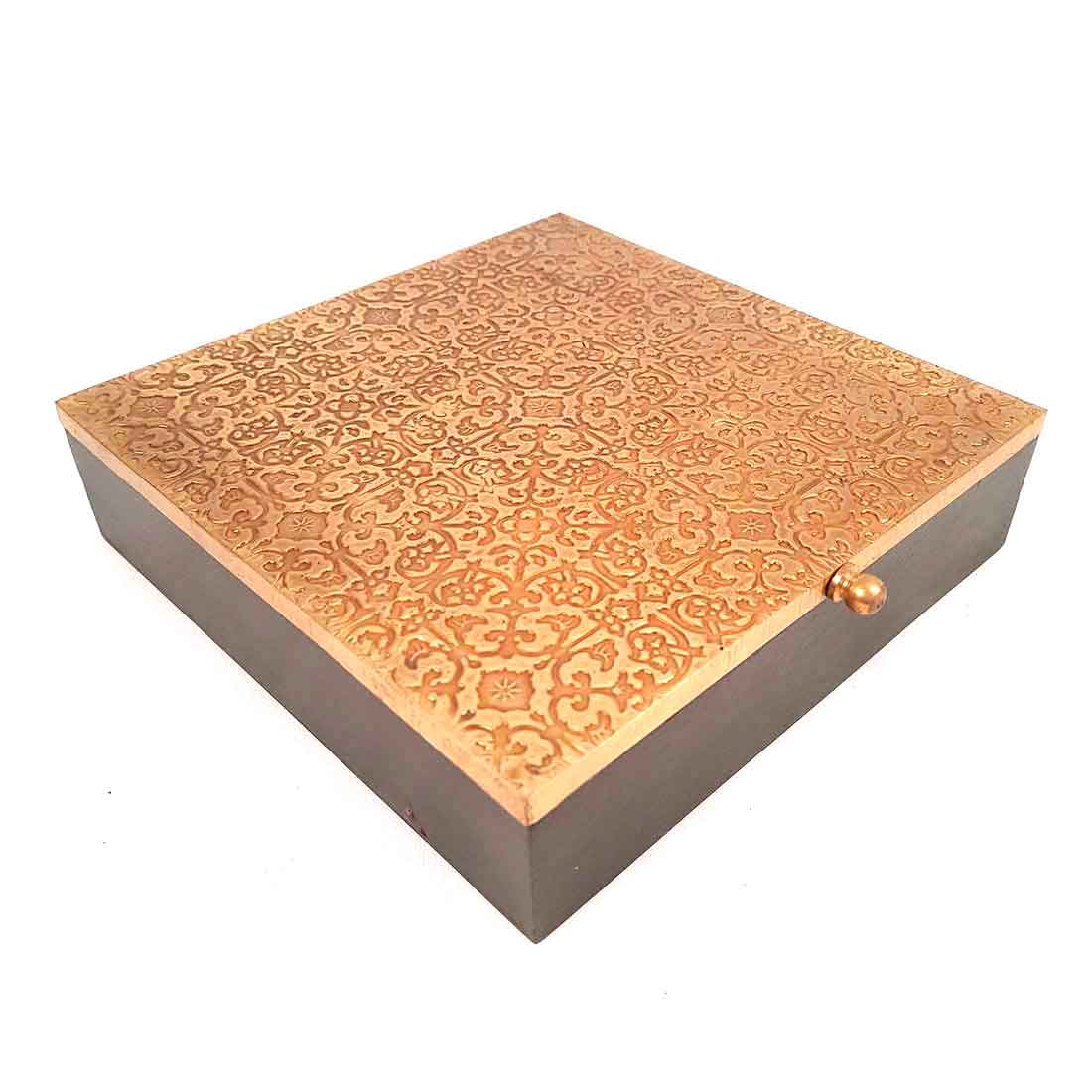 Decorative Box Brass | Necklace Box | Wooden Jewelry Box - 8 Inch