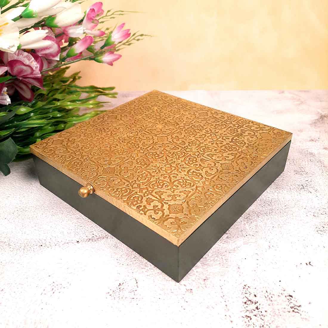 Decorative Box Brass | Necklace Box | Wooden Jewelry Box - 8 Inch