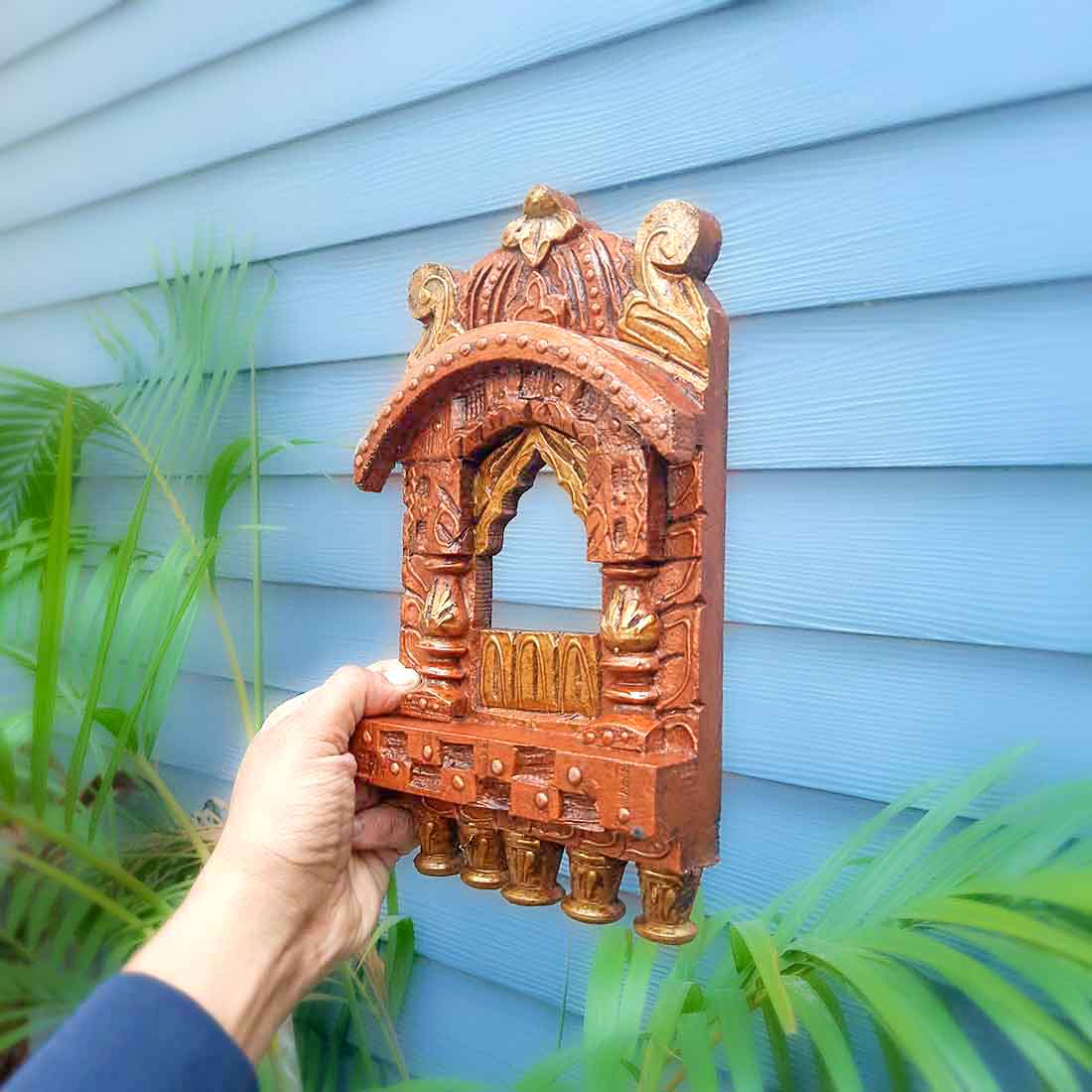 Jharokha Wall Hanging | Wooden Jharokha Frame Hangings - For Home, Wall Decor, Frames, Living room, Entrance Decoration & Gifts - 10 Inch