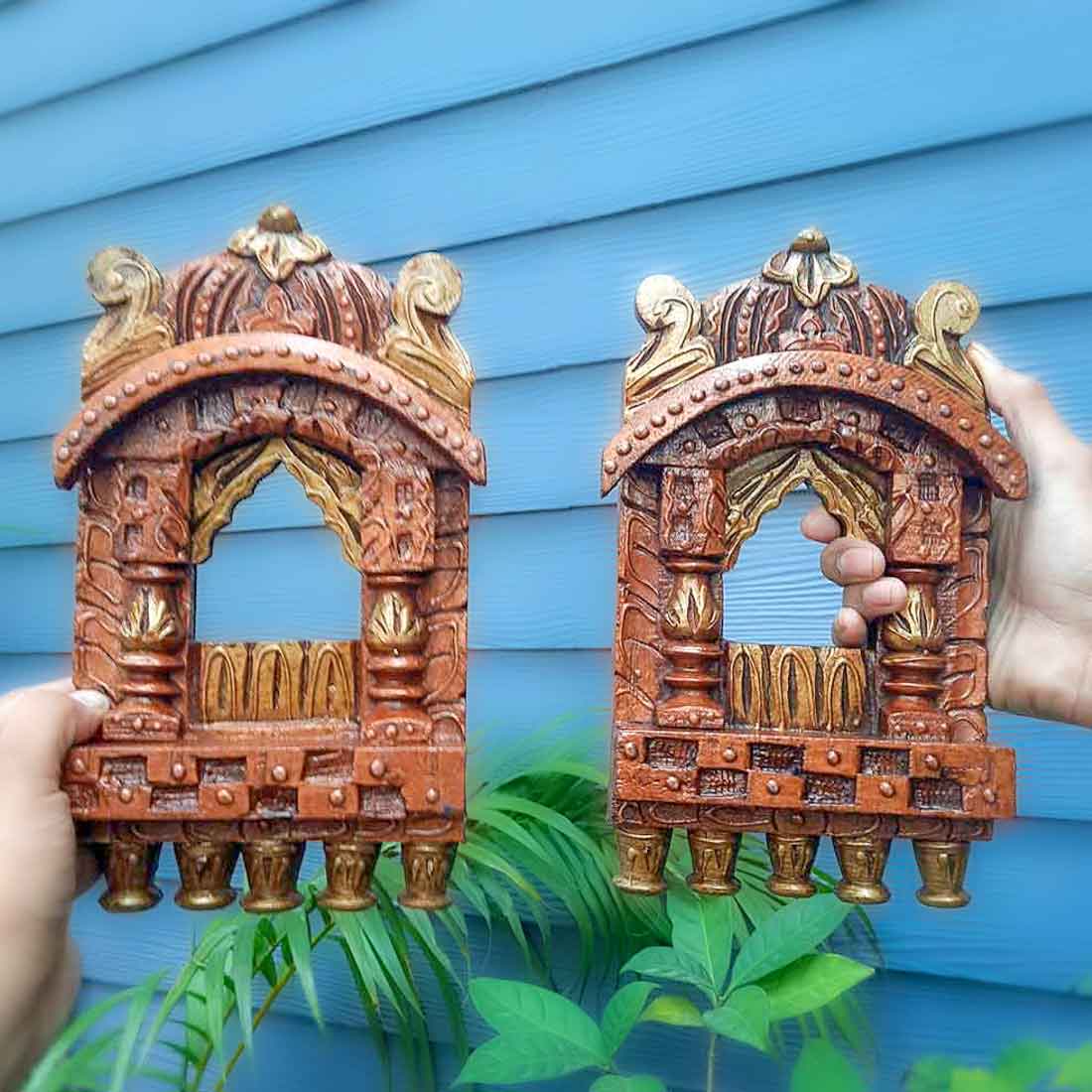 Jharokha Wall Hanging | Wooden Jharokha Frame Hangings - For Home, Wall Decor, Frames, Living room, Entrance Decoration & Gifts - 10 Inch