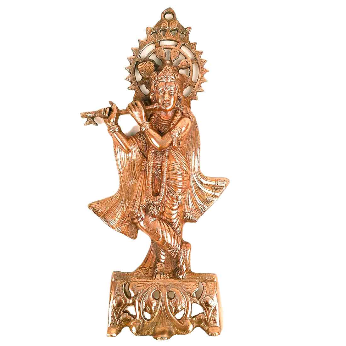 Krishna Idol Wall Hanging | Shri Krishna Playing Flute Wall Statue Murti | Lord Krishna Wall Decor Art - for Home, Living Room, Office, Puja , Entrance Decoration & Gift - 16 Inch