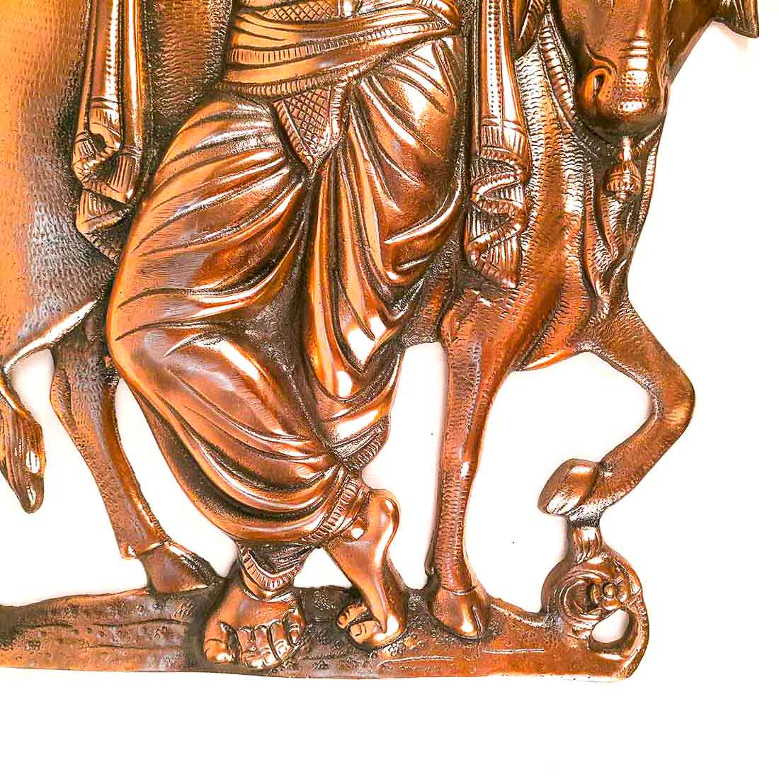 Shri Krishna Wall Hanging Idol | Lord Krishna Playing Flute With Cow Wall Hanging Statue Murti | Religious & Spiritual Art Sculpture - for Gift, Home, Living Room, Office, Puja Room Decoration - 22 Inch