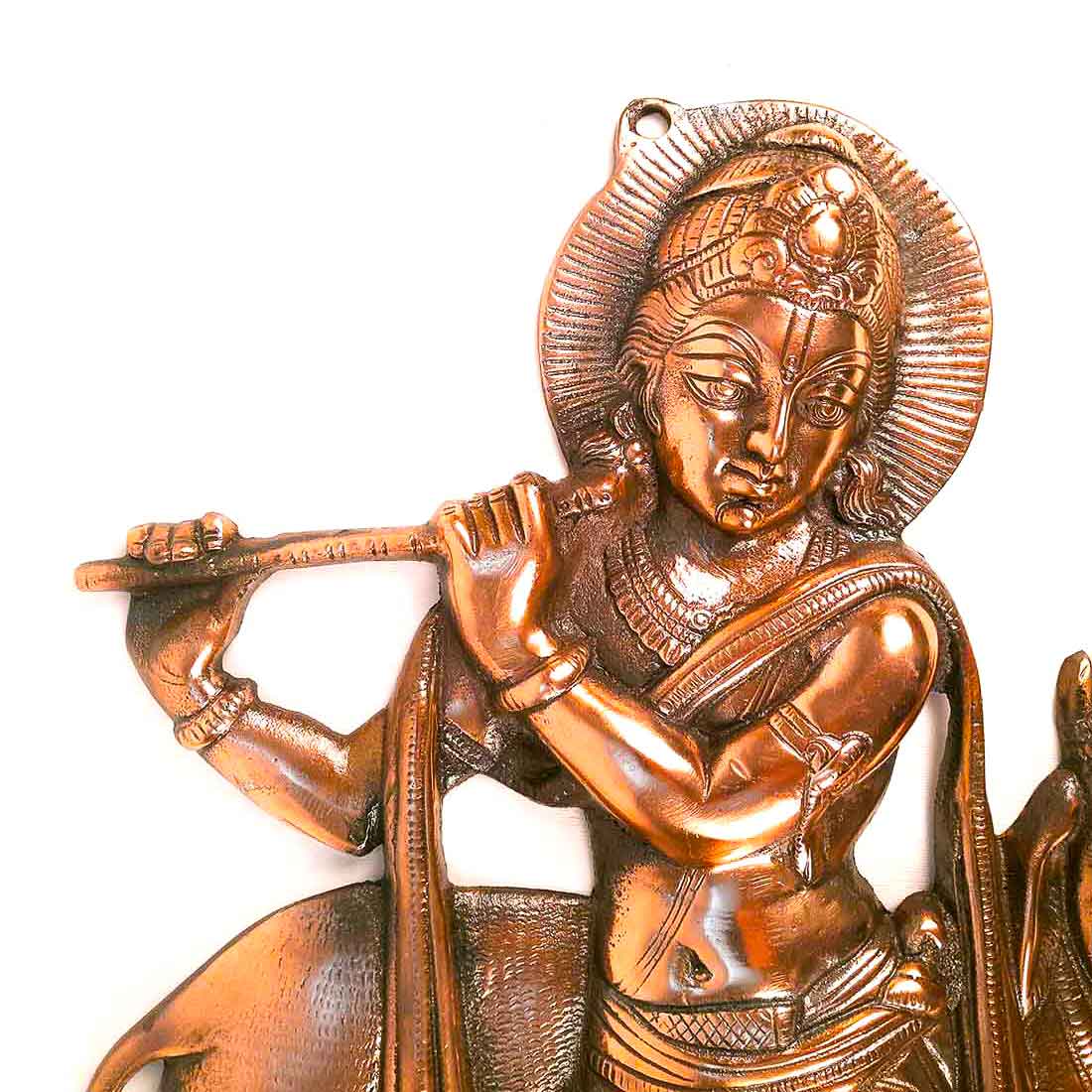 Shri Krishna Wall Hanging Idol | Lord Krishna Playing Flute With Cow Wall Hanging Statue Murti | Religious & Spiritual Art Sculpture - for Gift, Home, Living Room, Office, Puja Room Decoration - 22 Inch