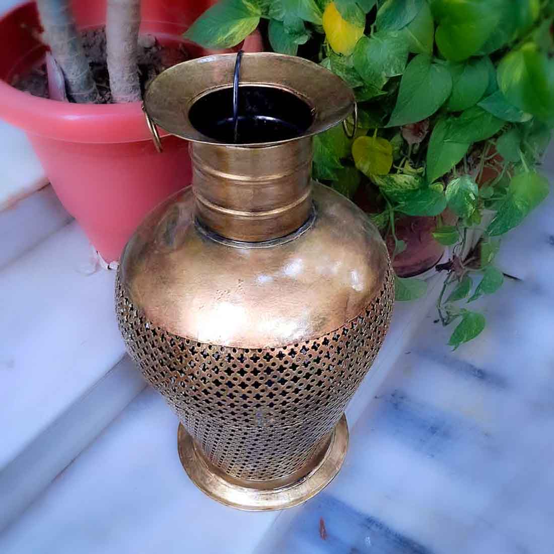 Vase With LED Lights | Flower Pot Cum Lamp | Vintage Vases - for Home, Living Room, Bedroom, Corner Decor & Gifts - 20 Inch