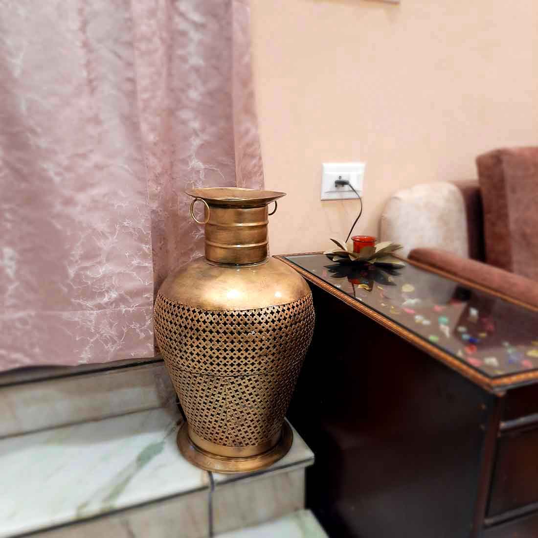 Vase With LED Lights | Flower Pot Cum Lamp | Vintage Vases - for Home, Living Room, Bedroom, Corner Decor & Gifts - 20 Inch