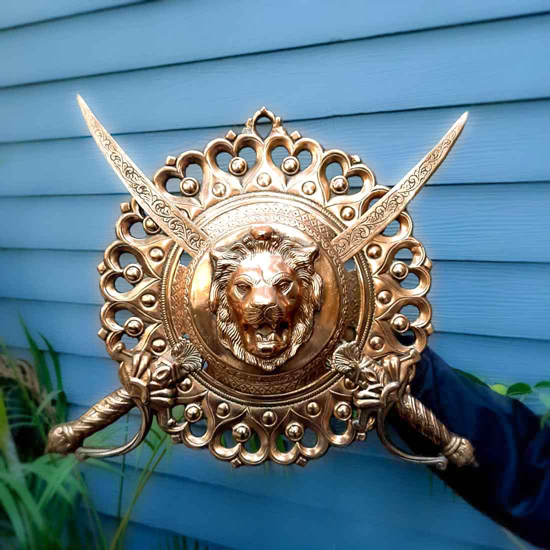 Dhal Talwar Showpiece - Lion Design - For Wall Decor - 18 Inch - Apkamart - #Style_pack of 1