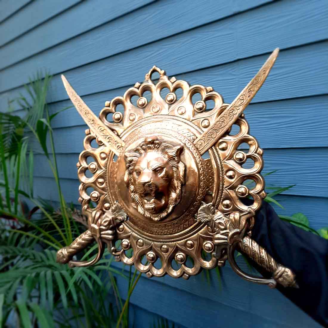 Dhal Talwar Showpiece - Lion Design - For Wall Decor - 18 Inch - Apkamart - #Style_pack of 1