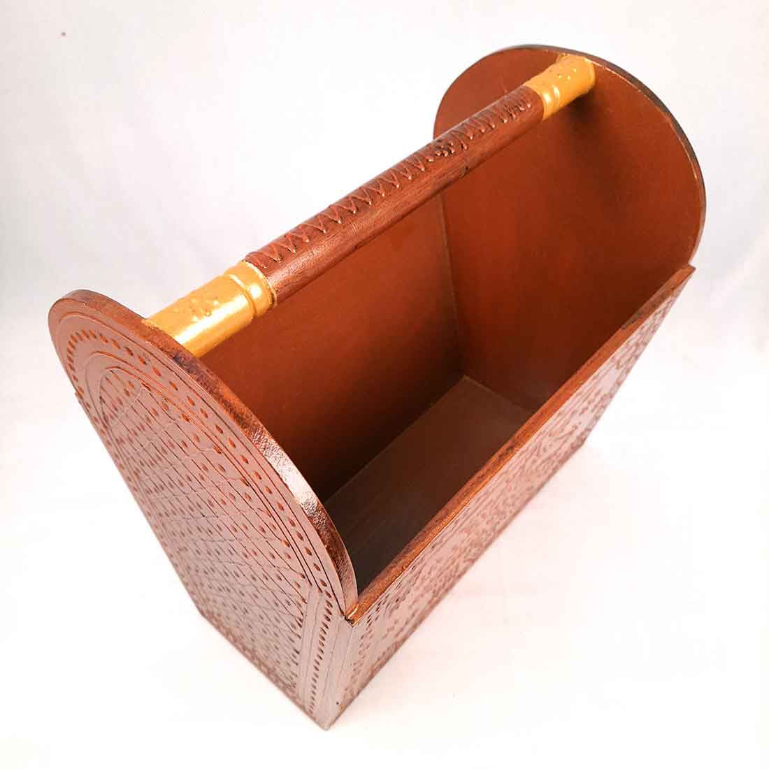 Newspaper Holder | Magazine Stand Cum Books Organizer | Letter Holders Rack Wooden - For Home Decor, Living Room, Table & Desk Organising, Office & Gifts - 12 Inch