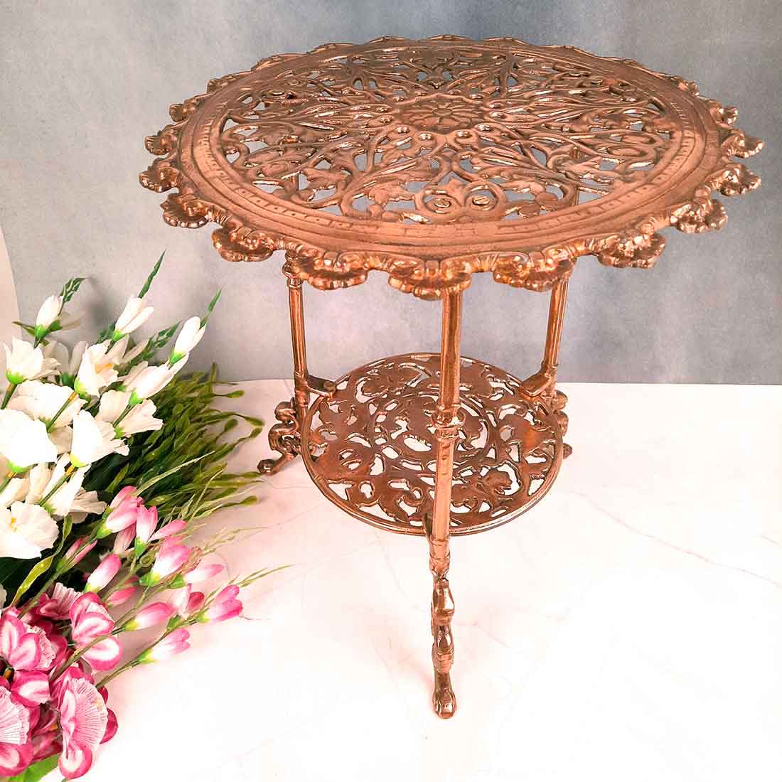 Side Table | End Table In Metal | Coffee Tables - for Living Room, Bedside, Sofa Side Stool, Corners, Home Decor & Gifts | Vintage Center Table - 17 Inch
