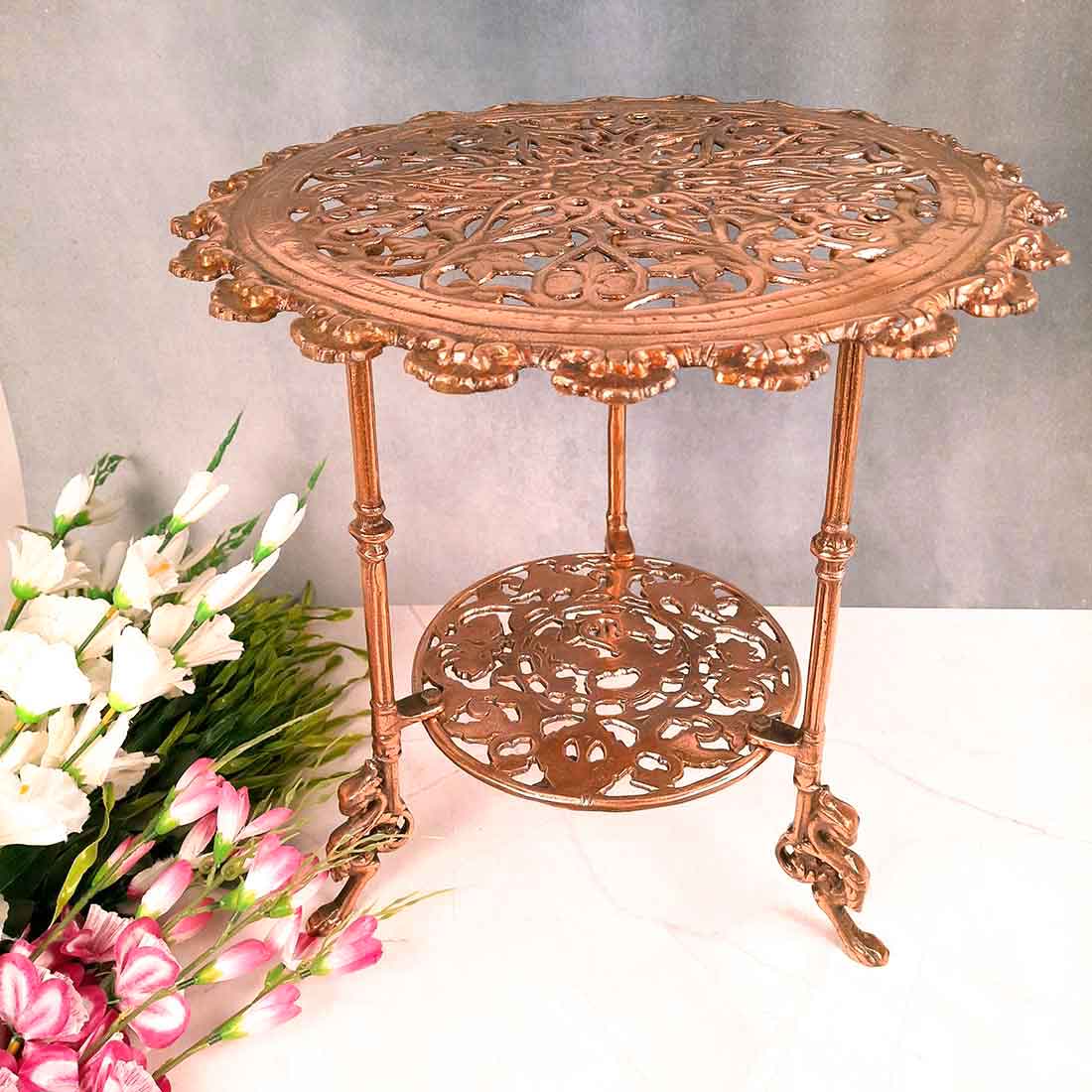 Side Table | End Table In Metal | Coffee Tables - for Living Room, Bedside, Sofa Side Stool, Corners, Home Decor & Gifts | Vintage Center Table - 17 Inch