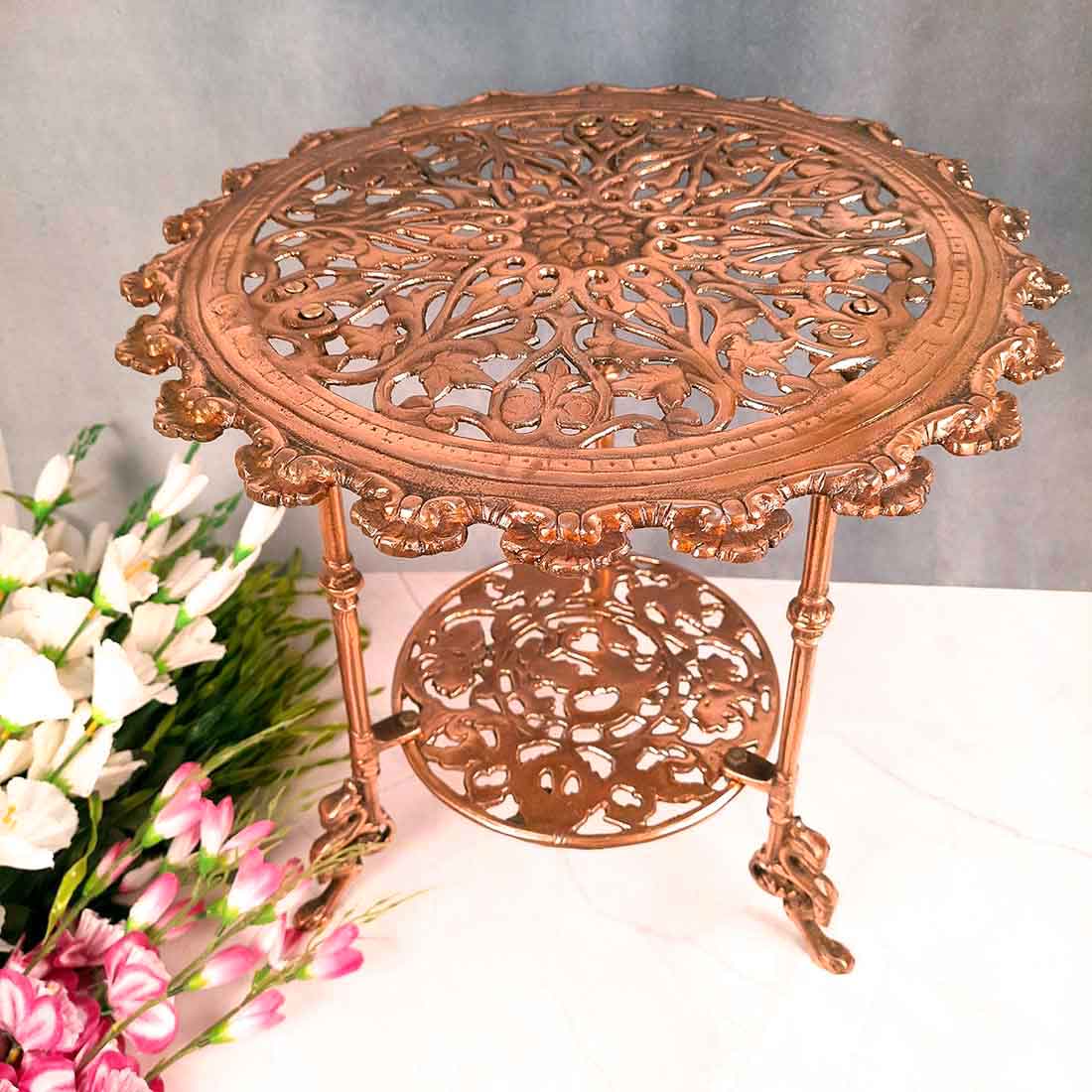 Side Table | End Table In Metal | Coffee Tables - for Living Room, Bedside, Sofa Side Stool, Corners, Home Decor & Gifts | Vintage Center Table - 17 Inch