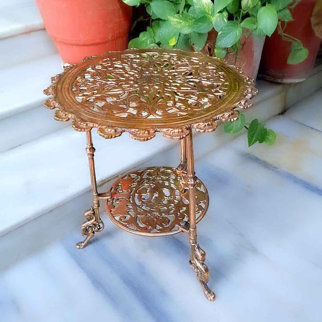 Side Table | End Table In Metal | Coffee Tables - for Living Room, Bedside, Sofa Side Stool, Corners, Home Decor & Gifts | Vintage Center Table - 17 Inch