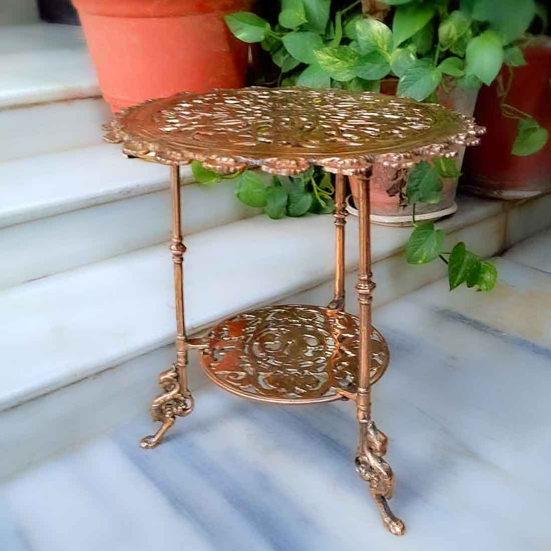 Side Table | End Table In Metal | Coffee Tables - for Living Room, Bedside, Sofa Side Stool, Corners, Home Decor & Gifts | Vintage Center Table - 17 Inch