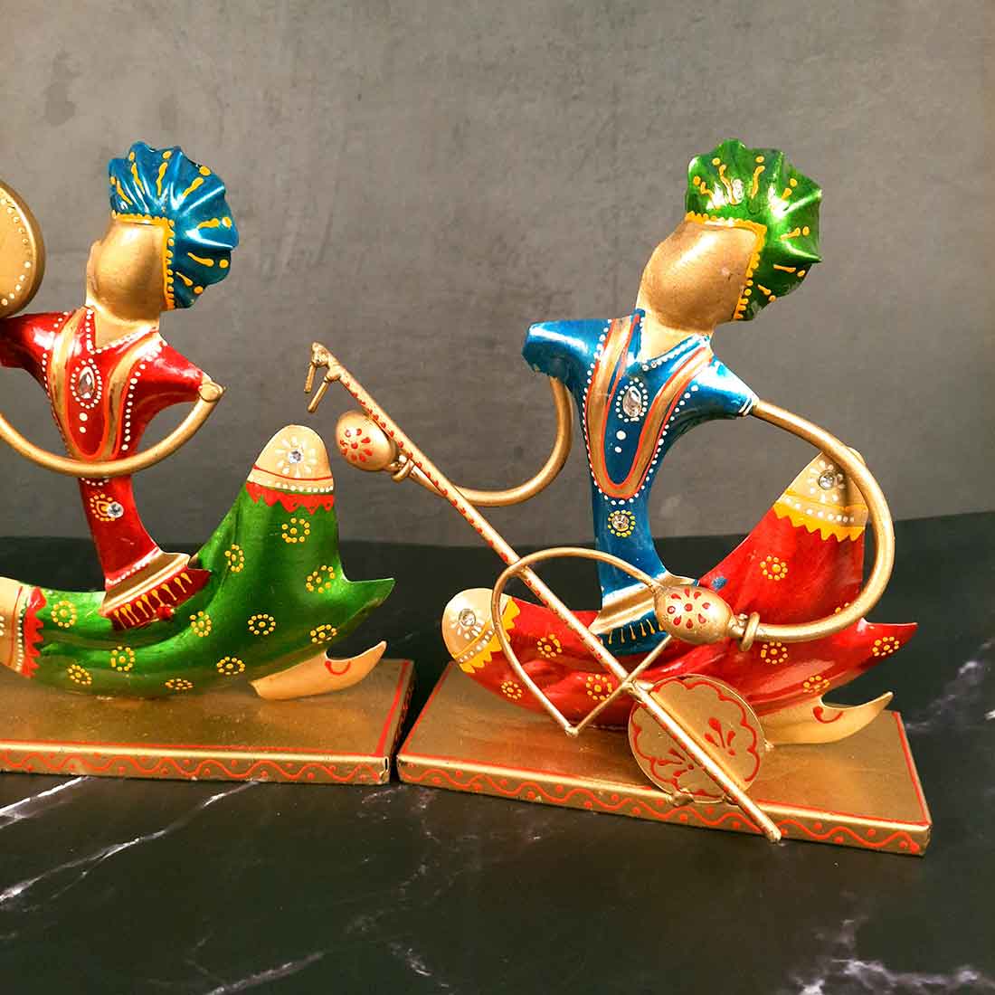 Rajasthani Musician Showpiece Set | Figurines with Luxurious Finish & Elegant Stone Work - for Home, Bedroom, Living Room, Office, Table Decor & Gifts - Apkamart #Style_Design 2