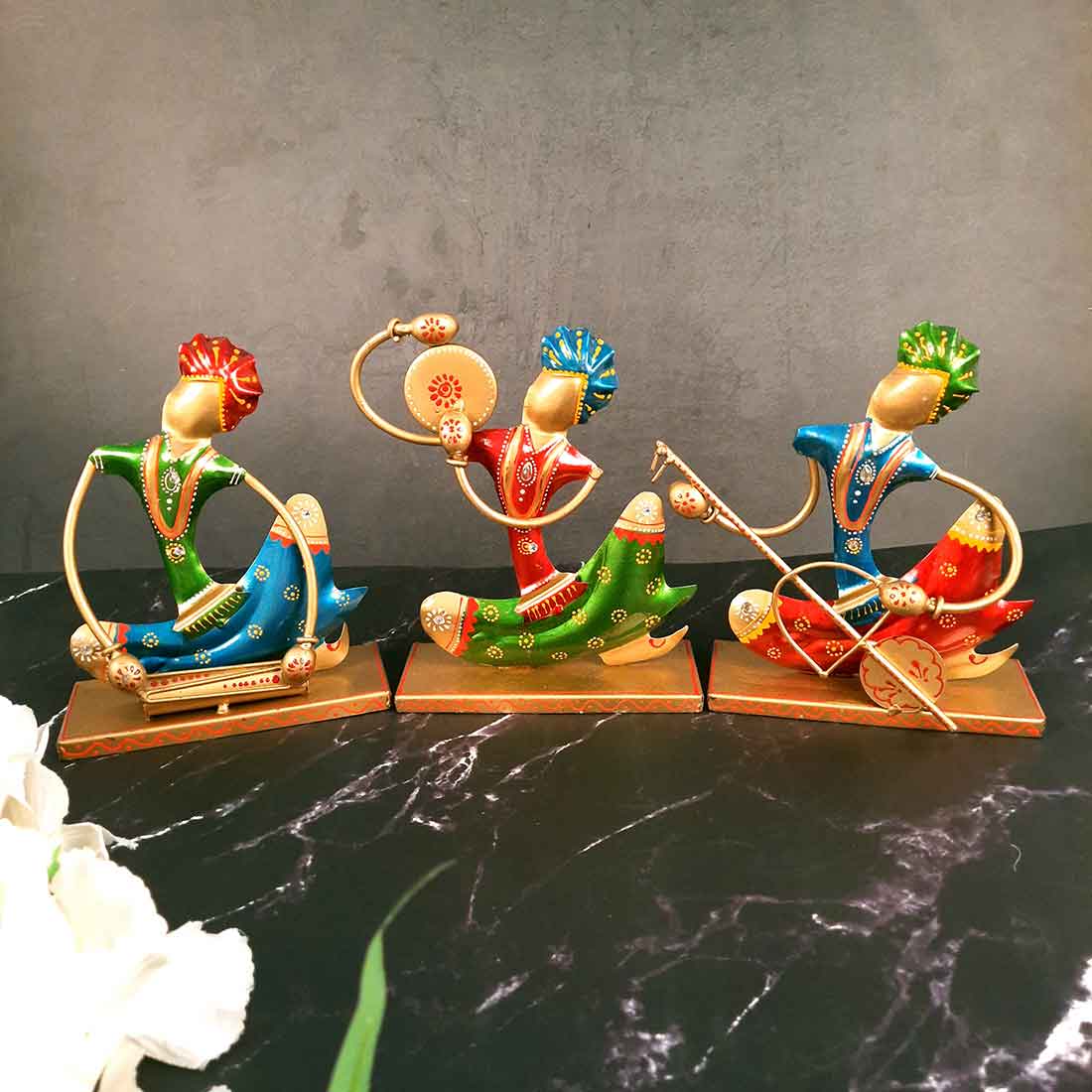 Rajasthani Musician Showpiece Set | Figurines with Luxurious Finish & Elegant Stone Work - for Home, Bedroom, Living Room, Office, Table Decor & Gifts - Apkamart #Style_Design 2