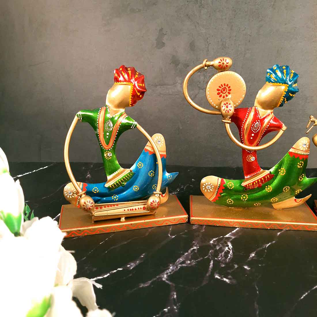 Rajasthani Musician Showpiece Set | Figurines with Luxurious Finish & Elegant Stone Work - for Home, Bedroom, Living Room, Office, Table Decor & Gifts - Apkamart #Style_Design 2