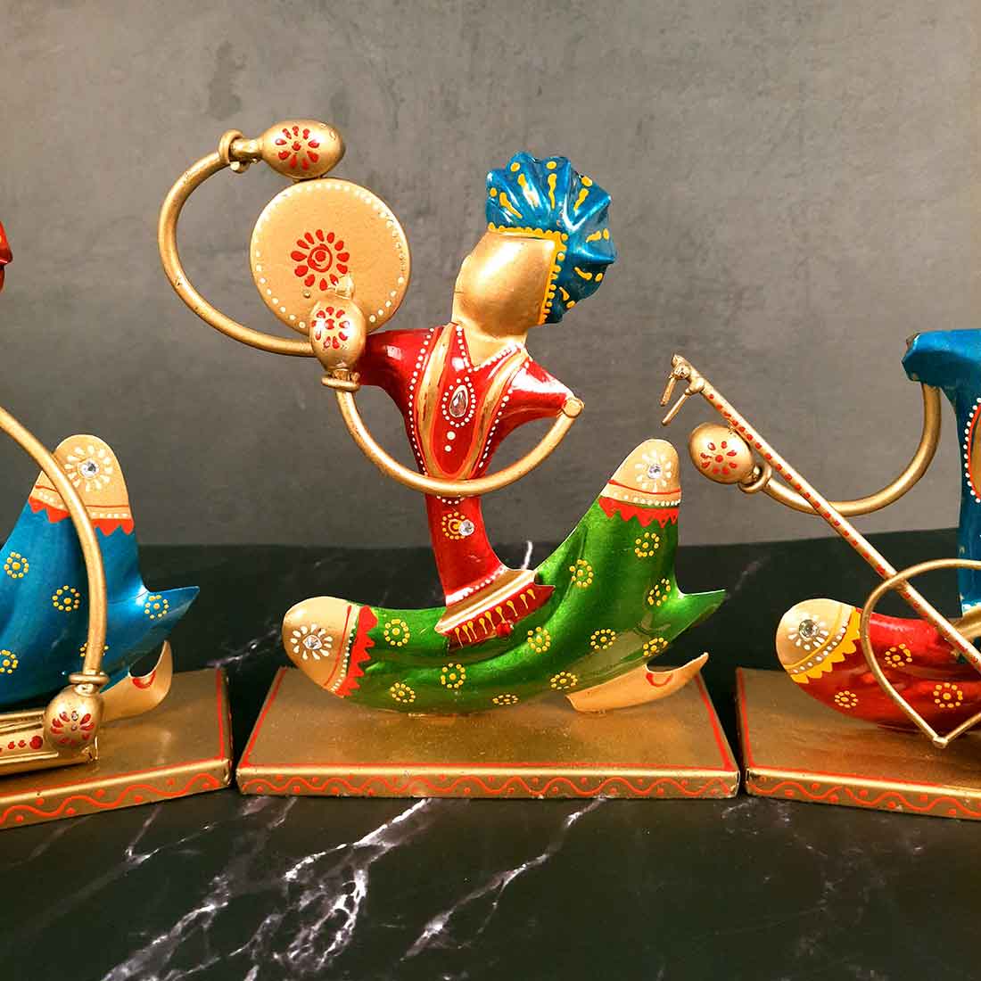 Rajasthani Musician Showpiece Set | Figurines with Luxurious Finish & Elegant Stone Work - for Home, Bedroom, Living Room, Office, Table Decor & Gifts - Apkamart #Style_Design 2