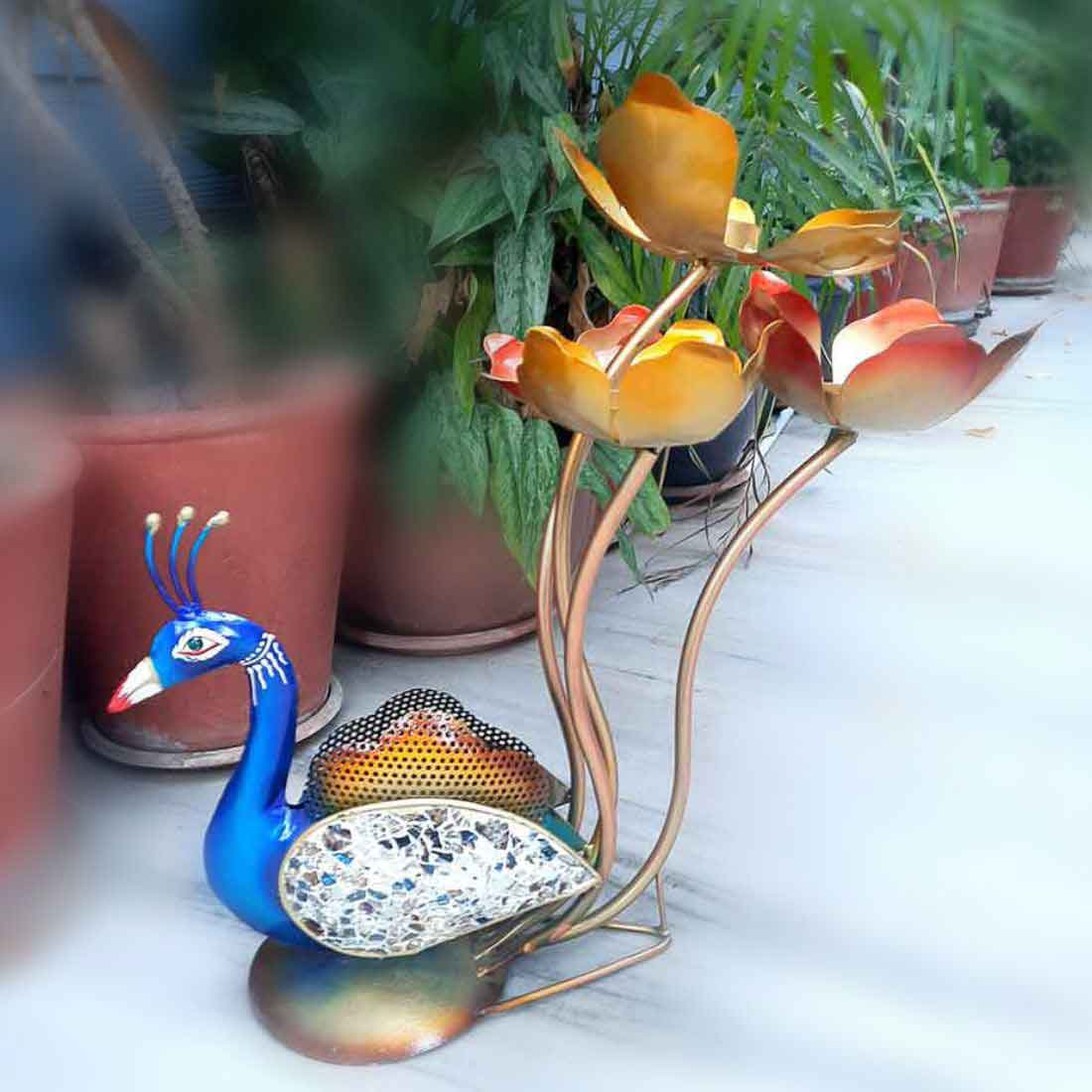 Peacock Showpiece - For Table Decor & Living Room- 18 Inch - ApkaMart